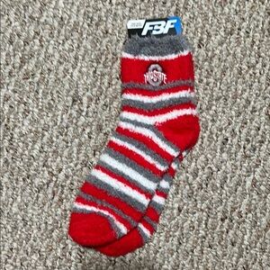 Ohio State Women's Red and Gray Striped Fuzzy Socks New